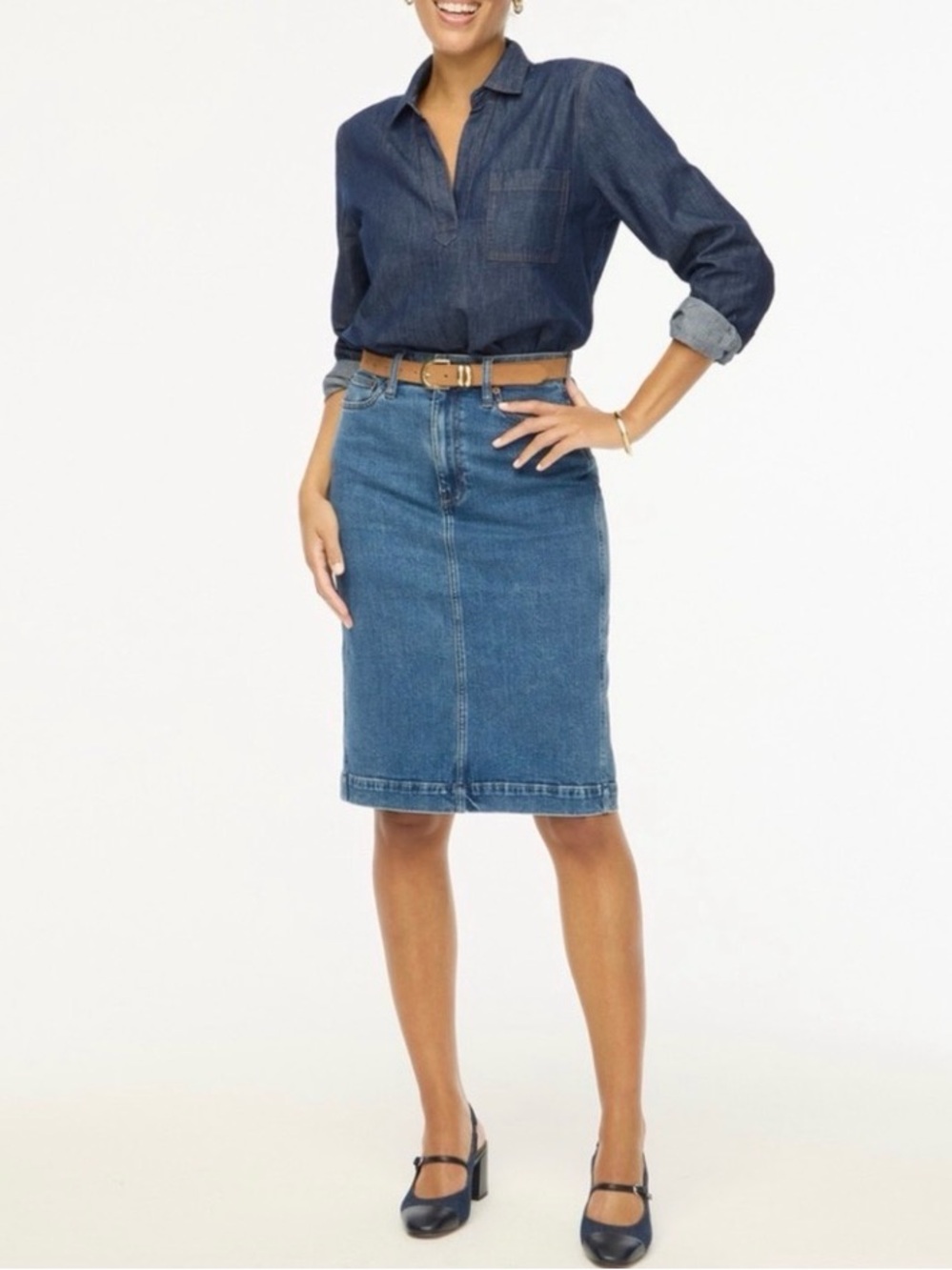 NWOT J.Crew Classic Dark Blue Denim Skirt
